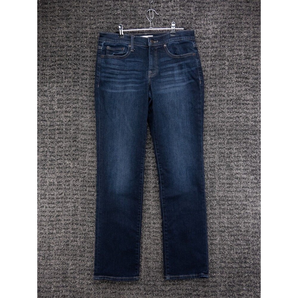 Lucky Brand Jeans Womens 8/29R Blue Mid Rise Straight Stretch Distressed Denim